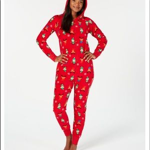Women’s Elf Hooded One Piece Fleece Pajama